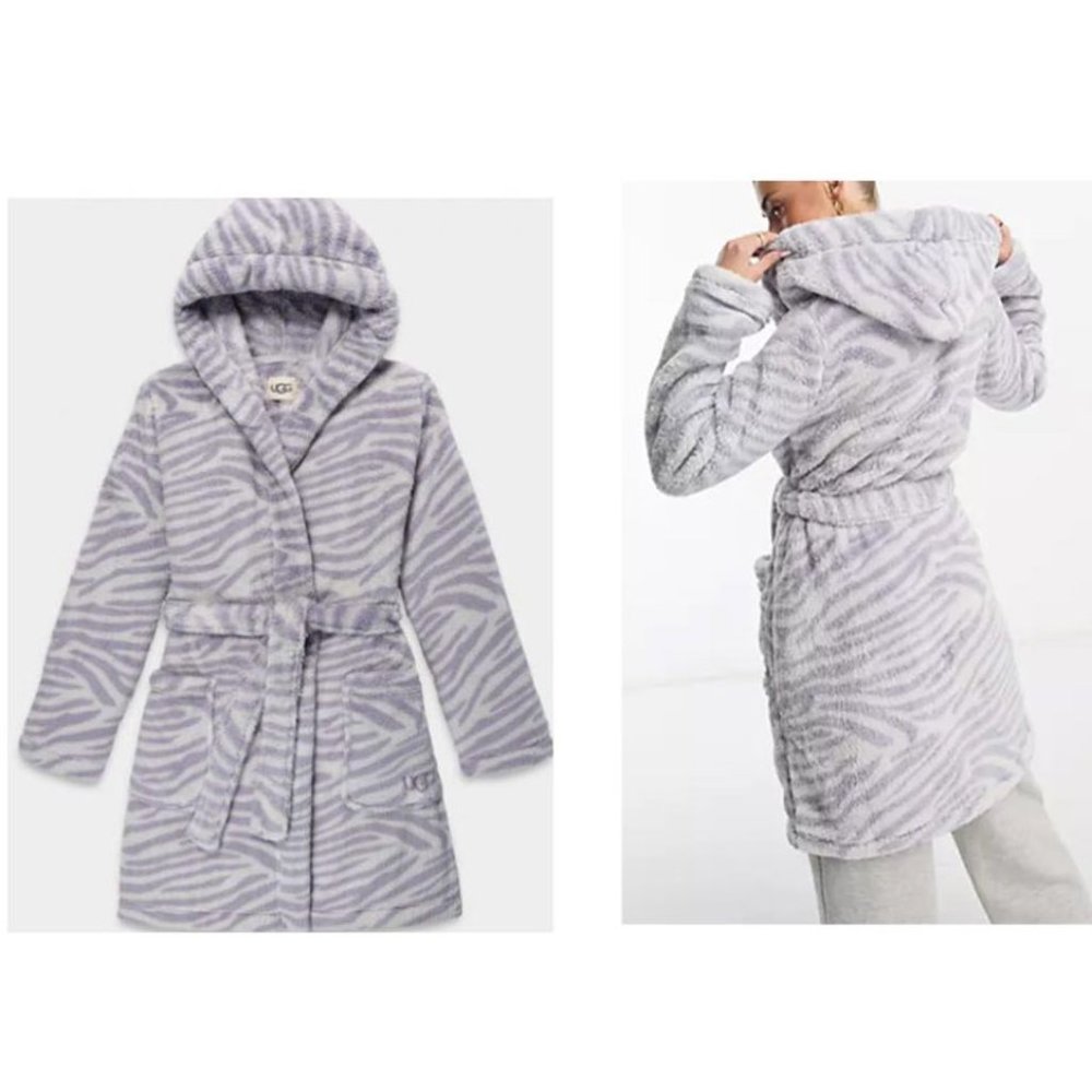 UGG Women's Aarti Dressing Gown Cloudy Grey Zebra M